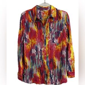 Soft Surrounding multi Colored Jeweled tie dyed look long sleeved Top